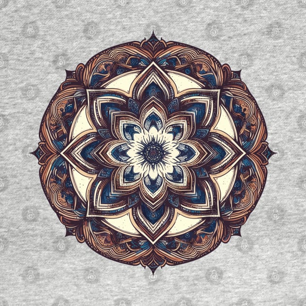 Mandala Brown Blue 1 by sapphire seaside studio